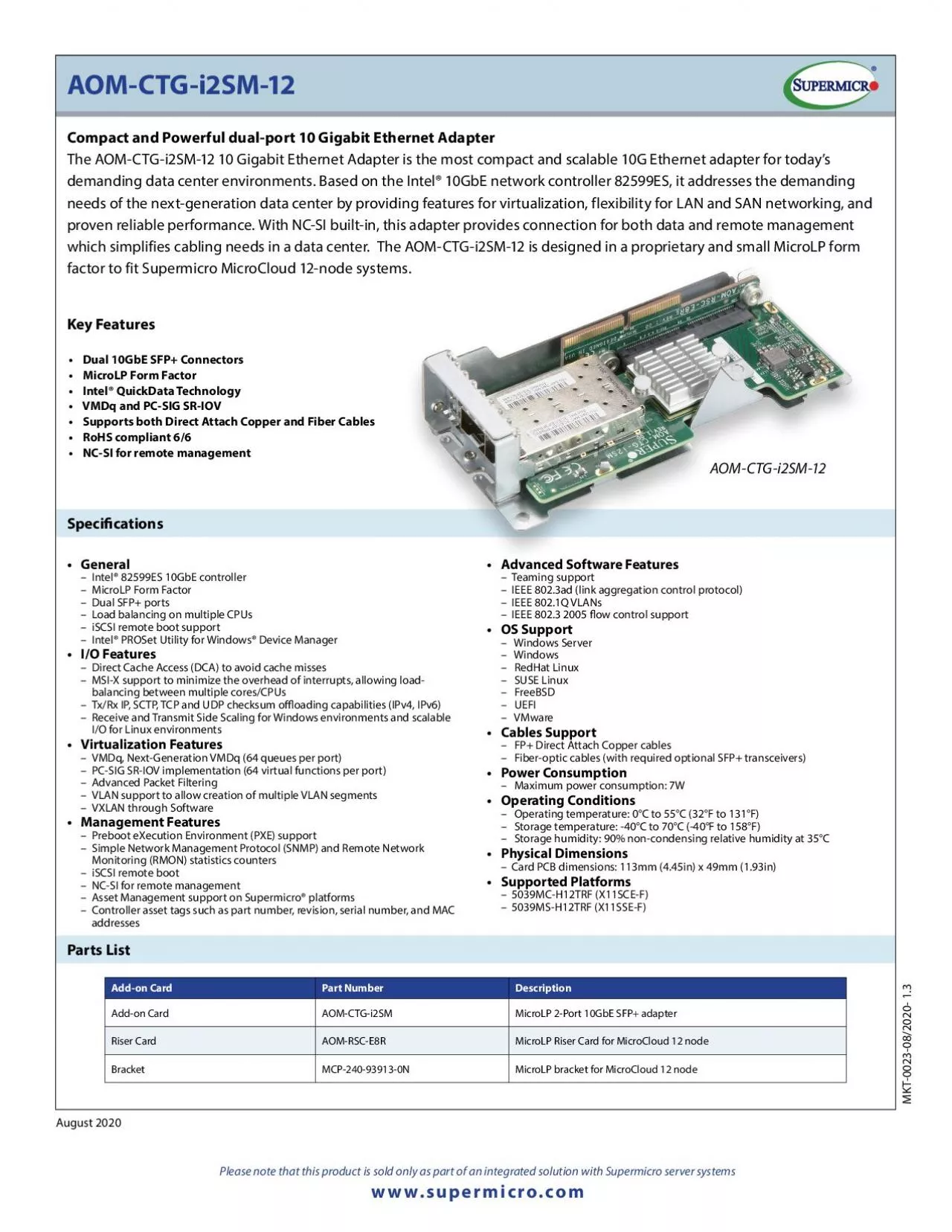 PDF-AOMCTGi2SM12Compact and Powerful dualport 10 Gigabit Ethernet Adap