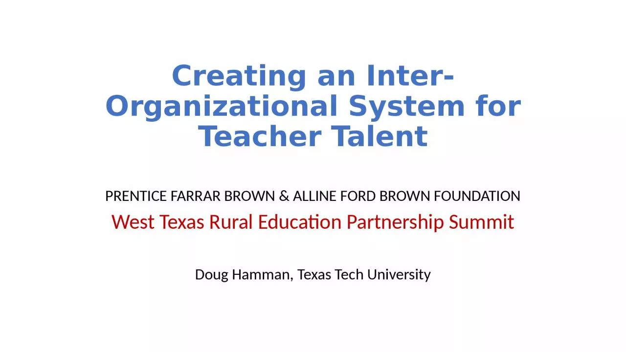 Creating an Inter-Organizational System for Teacher Talent