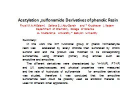 Acetylation  ,sulfonamide Derivatives of
