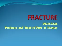 FRACTURE DR.M.P.LAL Professor  and  Head of Dept  of  Surgery