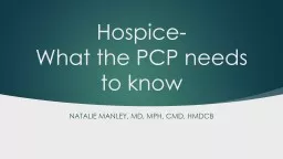 Hospice- What the PCP needs to know