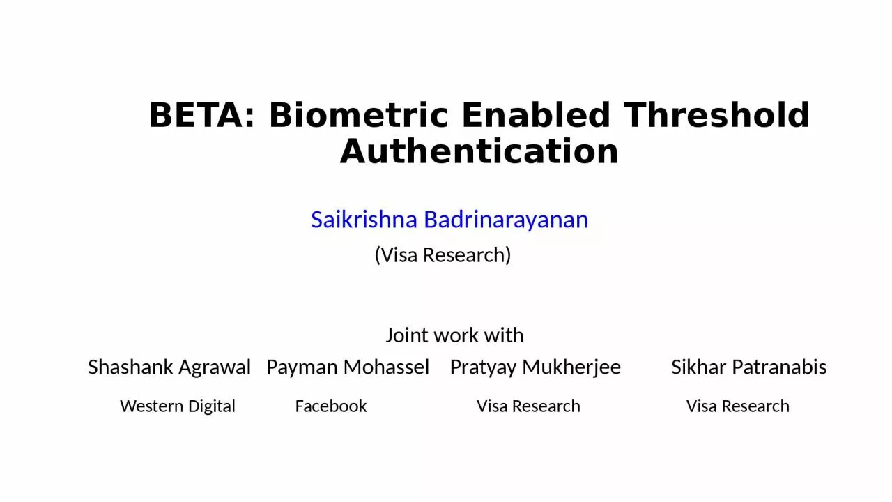 BETA: Biometric Enabled Threshold Authentication