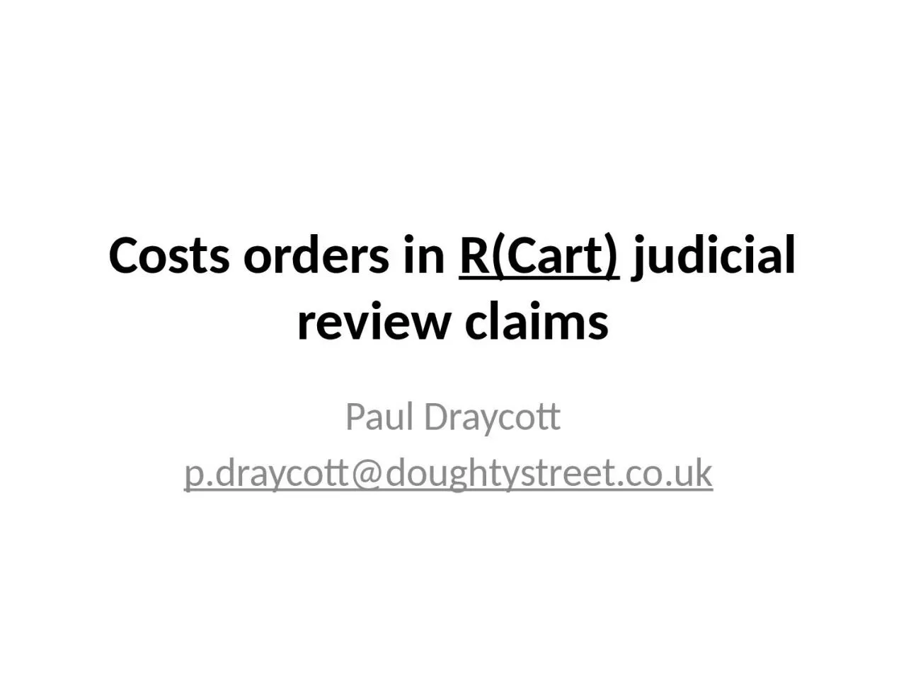 PPT-Costs orders in R(Cart)