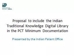 Proposal to include the Indian Traditional Knowledge Digital Library in the PCT Minimum Documentati