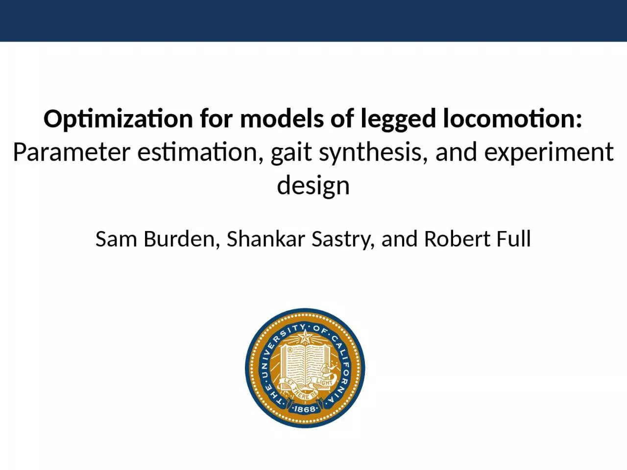 Optimization for models of legged locomotion: