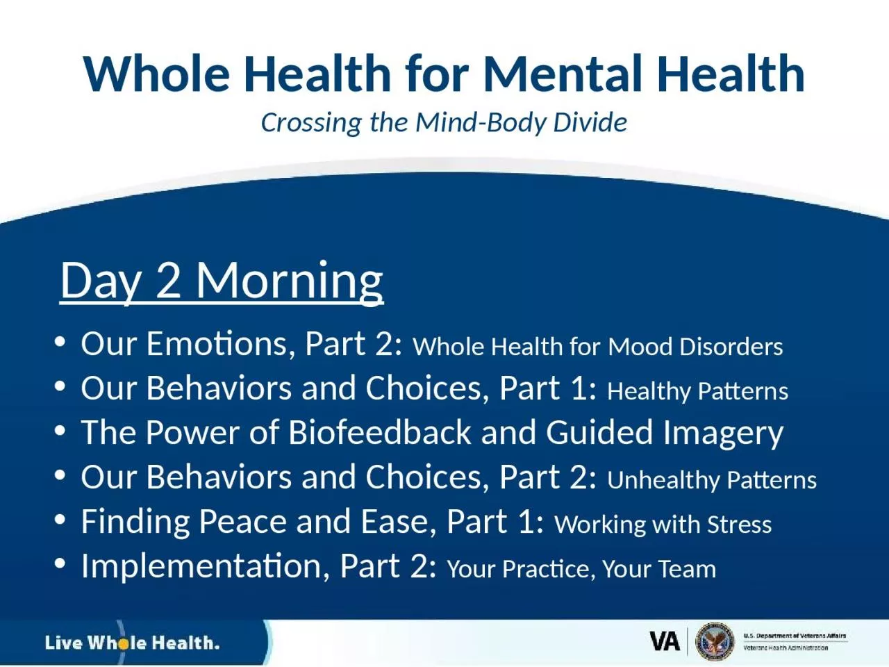Whole Health  for Mental Health