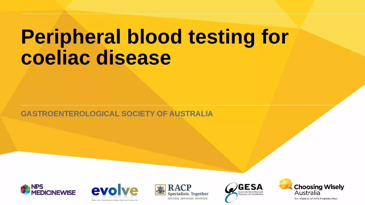 Peripheral blood testing for coeliac disease