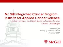 McGill Integrated Cancer Program Institute for Applied Cancer Science