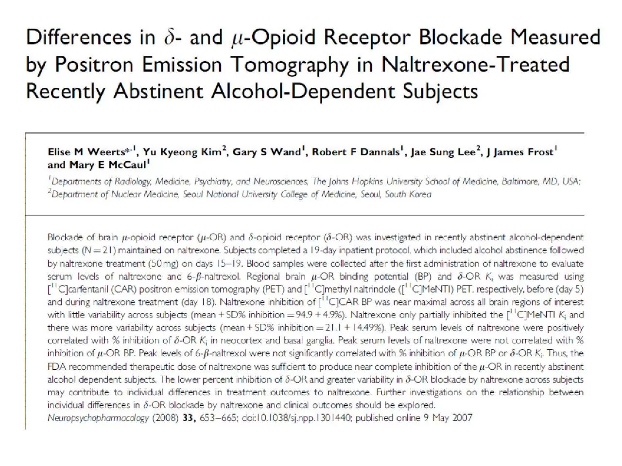 Regional brain MOR binding potential (BP) … using