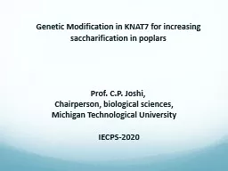 Genetic Modification in KNAT7 for increasing saccharification in poplars