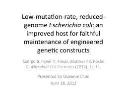 Low-mutation-rate, reduced-genome