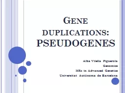 Gene   duplications : PSEUDOGENES