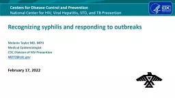 Recognizing syphilis and responding to outbreaks