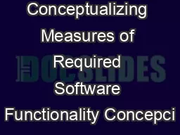 Conceptualizing Measures of Required Software Functionality Concepci