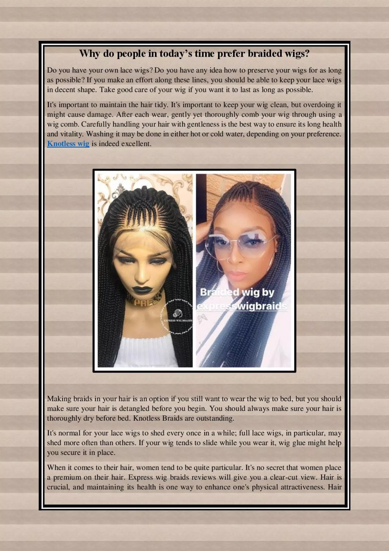 PDF-Why do people in today’s time prefer braided wigs?