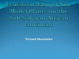Transformation of Non-Model Plants on the Sub-Saharan African continent
