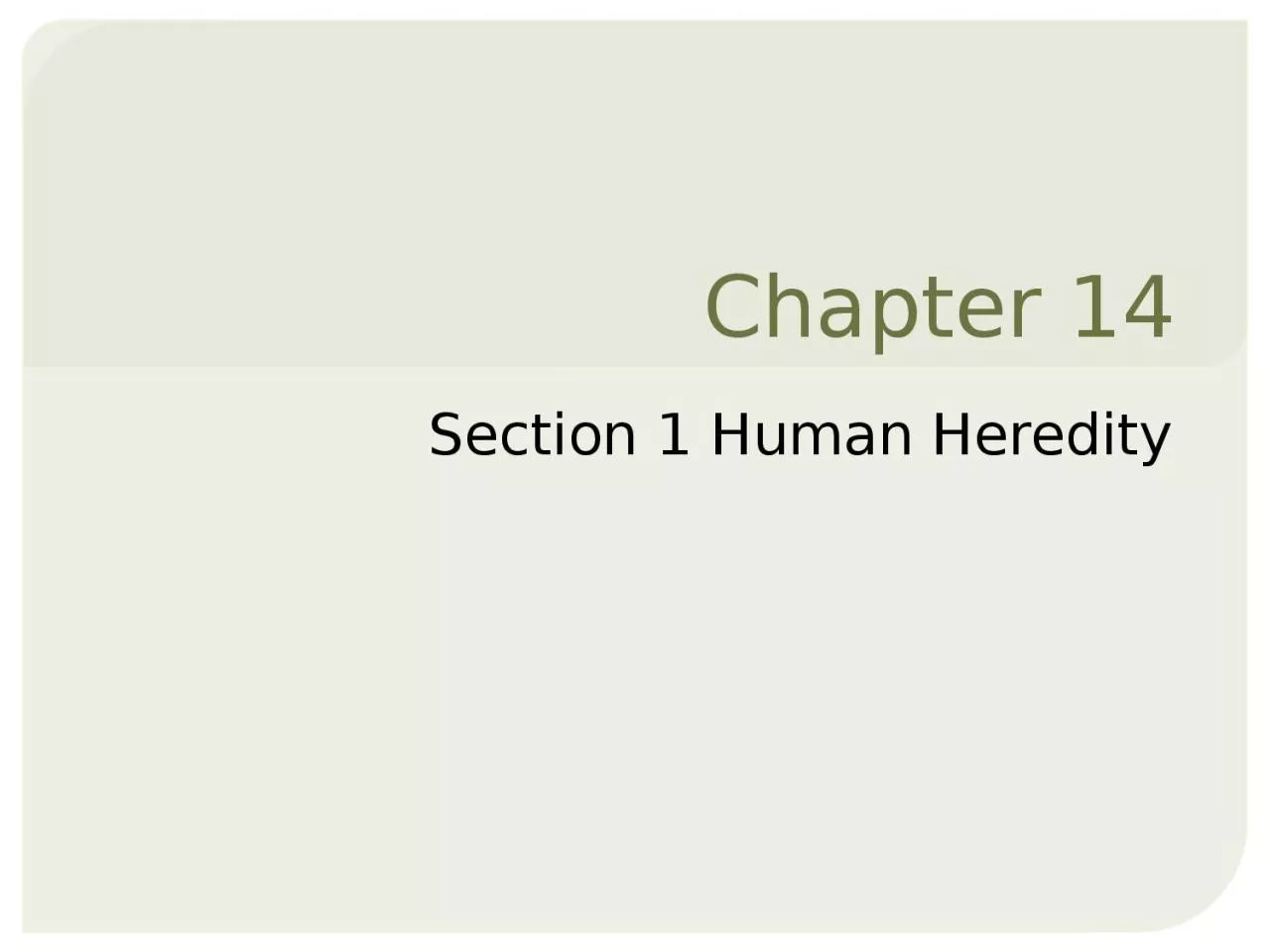 Chapter 14 Section 1 Human Heredity