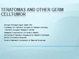 Teratomas   and Other  Germ