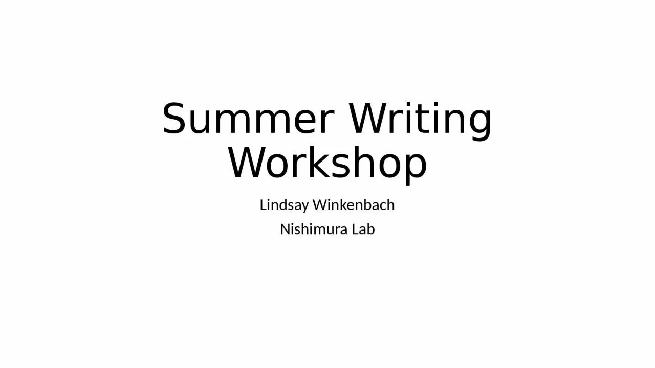 Summer Writing Workshop Lindsay