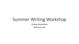 Summer Writing Workshop Lindsay