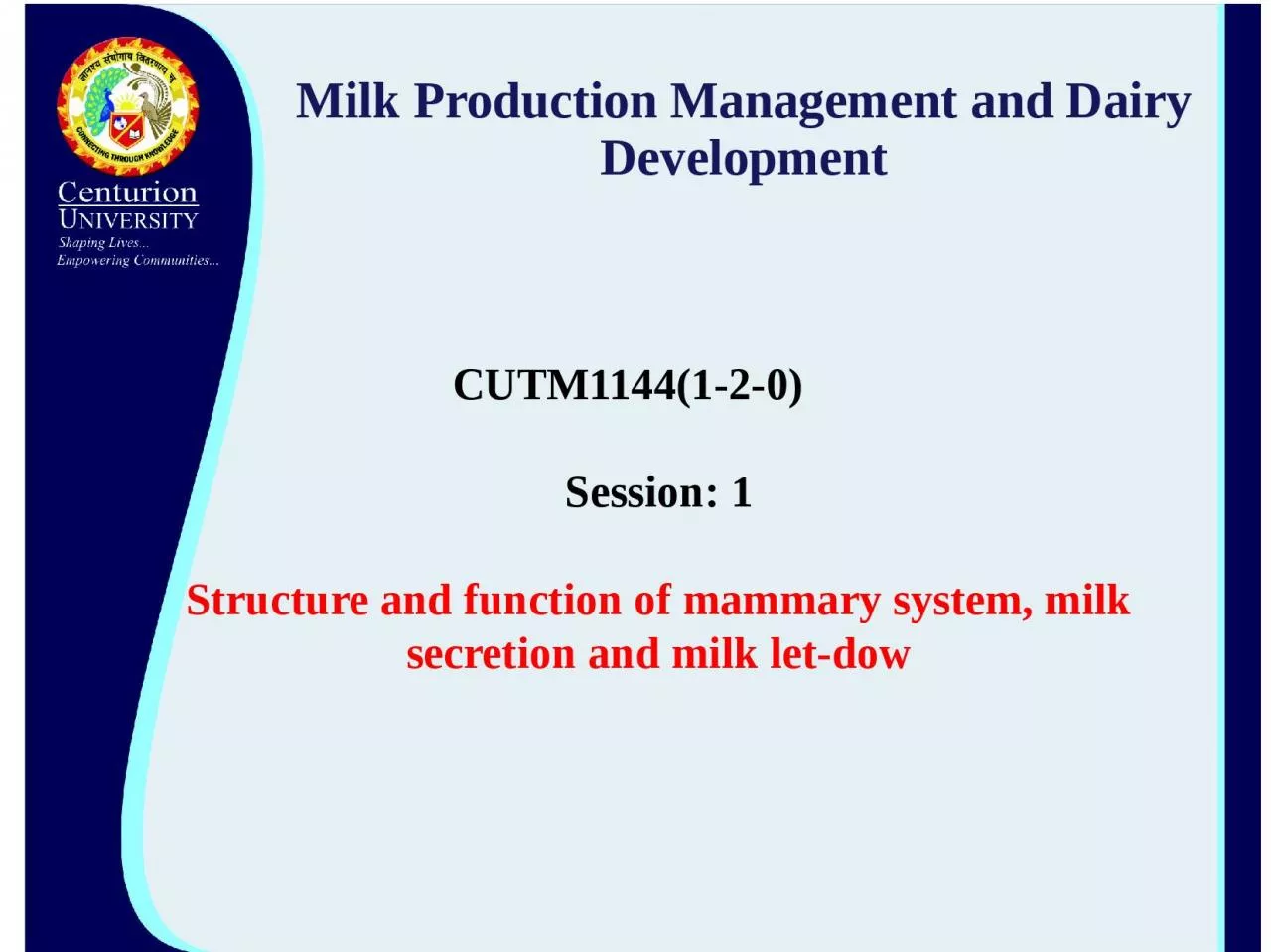 Milk Production Management and Dairy Development