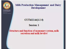 Milk Production Management and Dairy Development