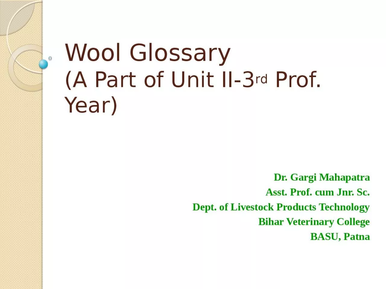 Wool Glossary (A Part of Unit II-
