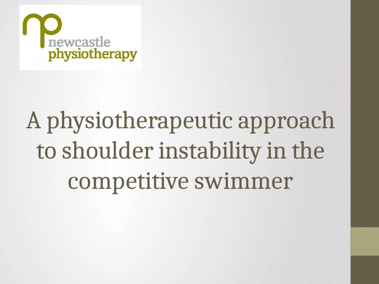 A physiotherapeutic approach to shoulder instability in the competitive swimmer