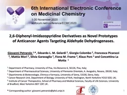 2,6-Diphenyl-Imidazopyridine Derivatives as Novel Prototypes of Anticancer Agents Targeting Aldehyd