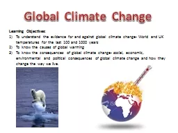 Global Climate Change Learning Objectives