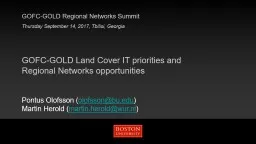 GOFC-GOLD Land Cover IT priorities and Regional Networks opportunities