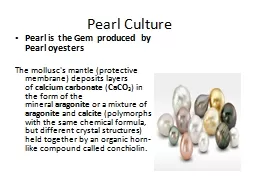 Pearl Culture Pearl is the Gem produced by Pearl