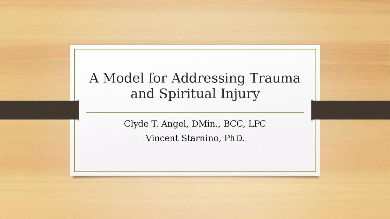 A Model for Addressing Trauma and Spiritual Injury