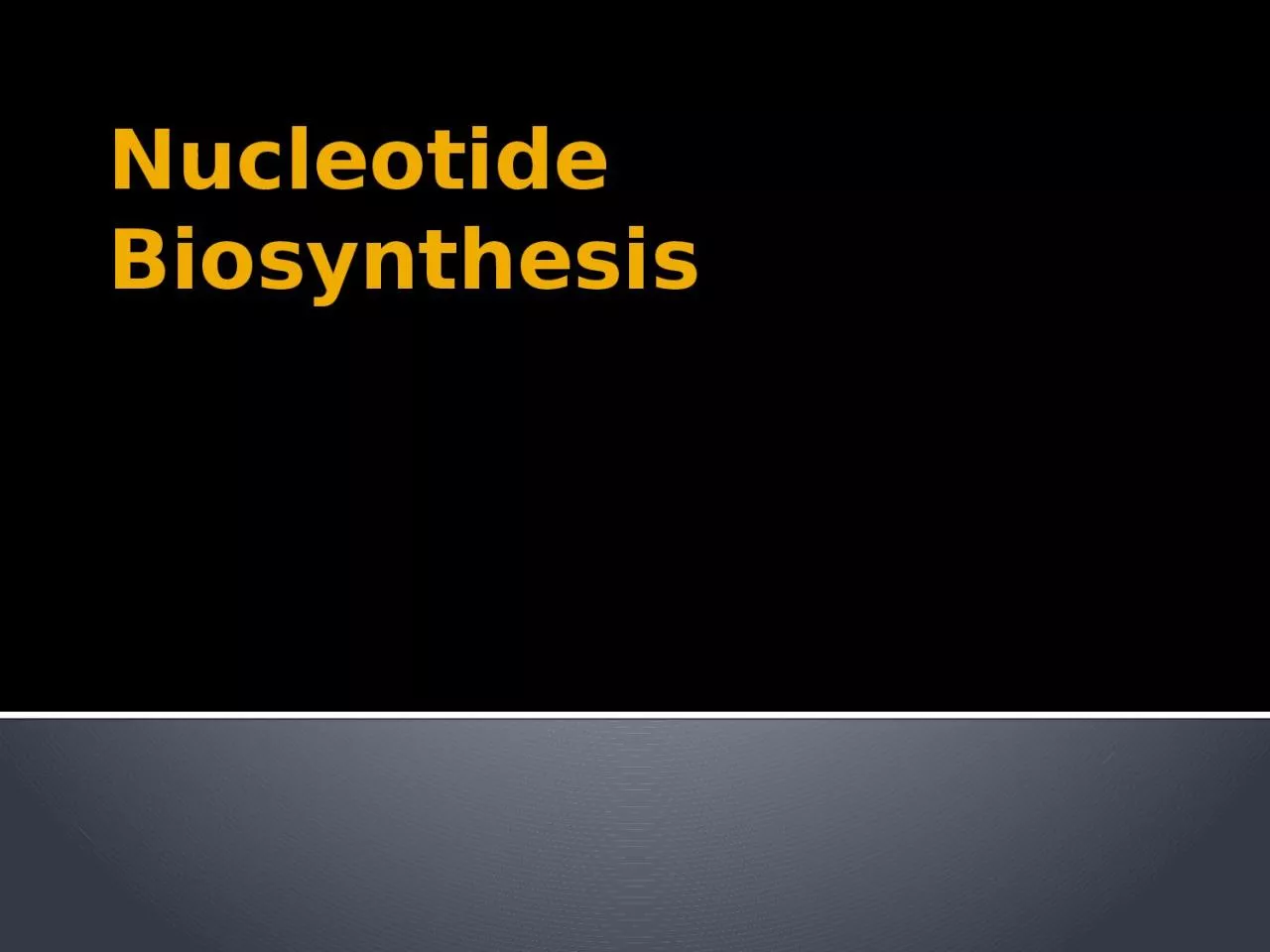 Nucleotide Biosynthesis nucleotides is essential for