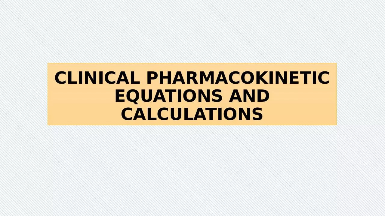 CLINICAL PHARMACOKINETIC