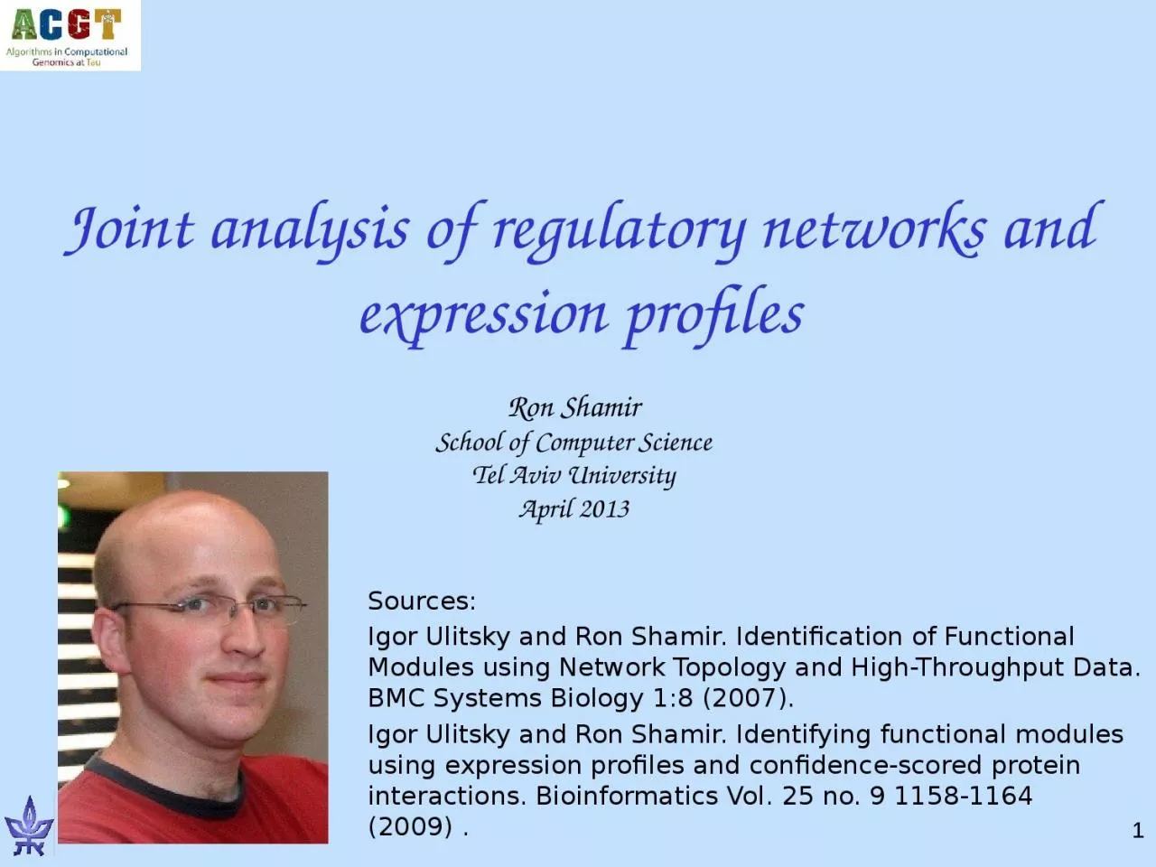 1 Joint analysis of regulatory networks and expression profiles