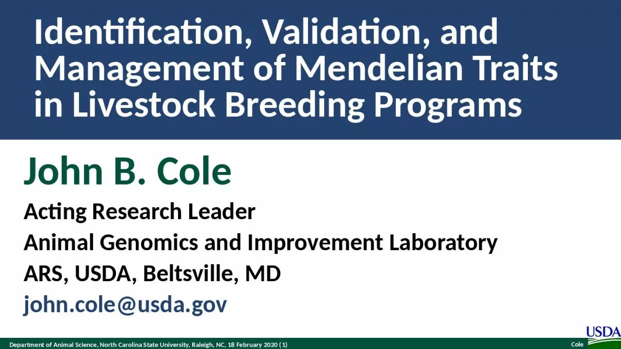 Identification, Validation, and Management of Mendelian Traits in Livestock Breeding Programs