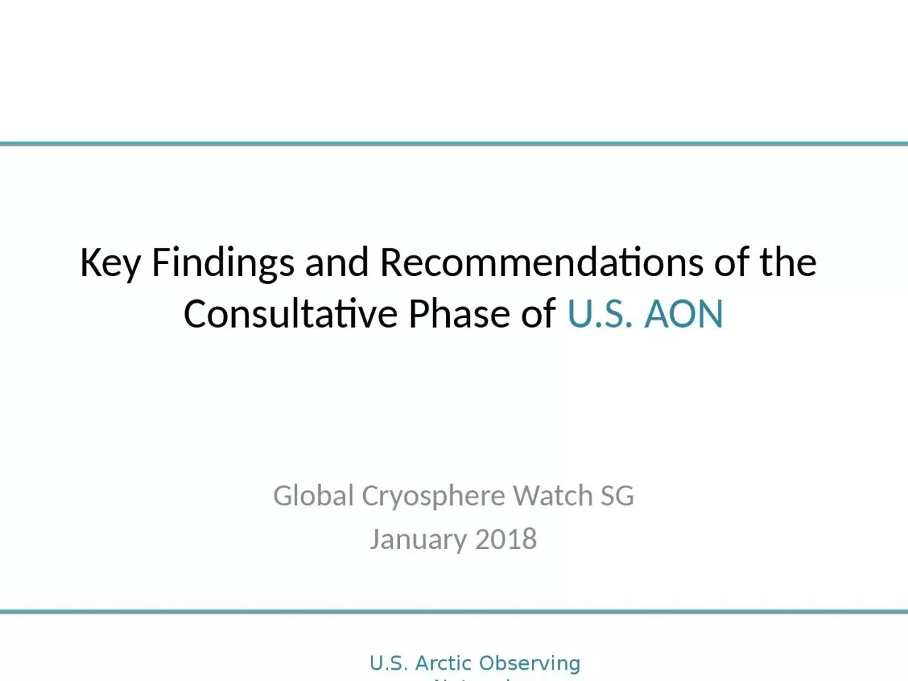 Key Findings and Recommendations of the