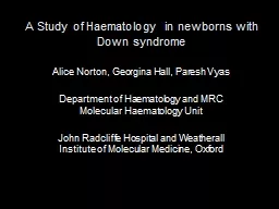A Study of Haematology in newborns with Down syndrome