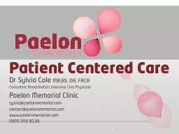 Patient Centered Care Dr Sylvia Cole