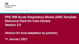 PHE NW Acute Respiratory Illness (ARI) Template Resource Pack for Care Homes