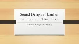 Sound Design in Lord of the Rings and The Hobbit