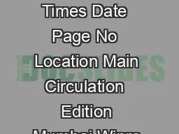 The Resource Centre The Economic Times Date  Page No  Location Main Circulation  Edition