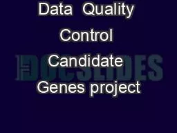 Data  Quality Control Candidate Genes project