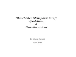 Manchester Menopause Draft Guidelines