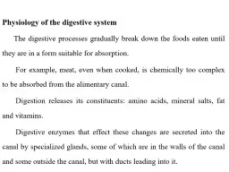 Physiology of the digestive system