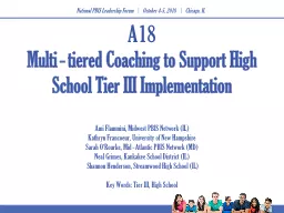 A18  Multi‐tiered Coaching to Support High School Tier III Implementation
