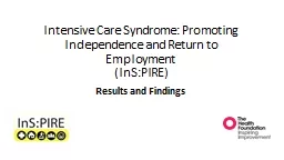 Intensive Care Syndrome: Promoting Independence and Return to Employment