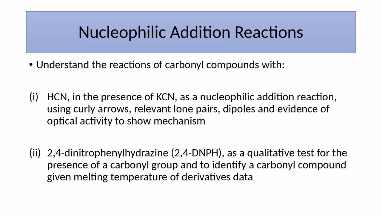 Nucleophilic Addition Reactions