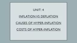 Unit: 4 Inflation Vs DEFLATION